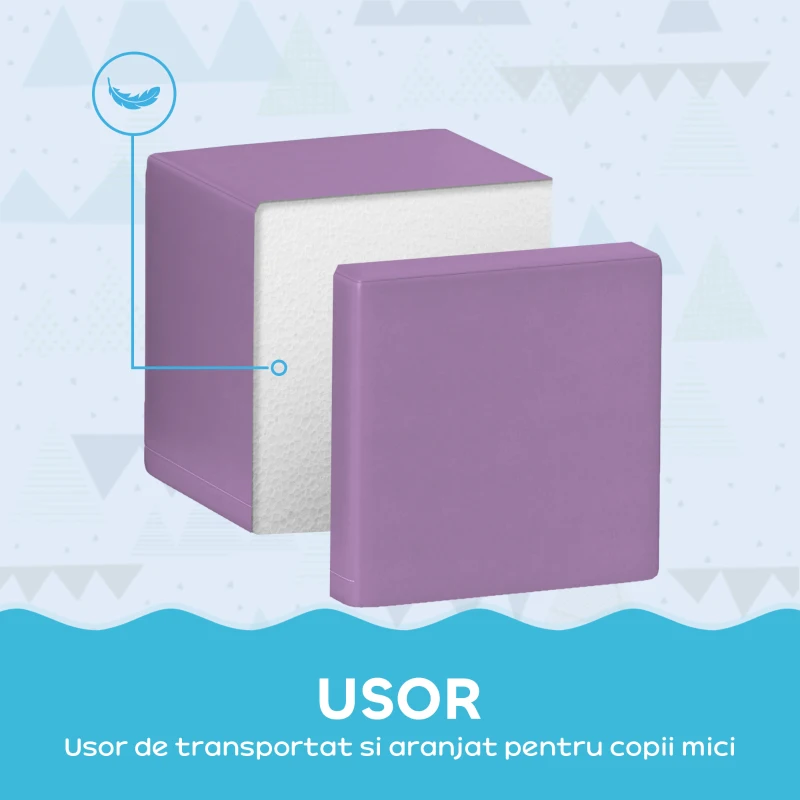 HOMCOM Set 12 Cuburi de Jucărie Moi pentru Copii 12-36 Luni, 20x20x20 cm, Multicolor Deschis