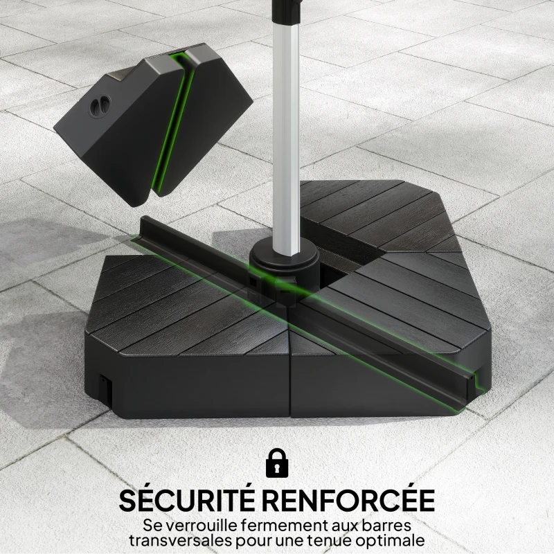 Outsunny Lot de 4 poids de lestage carré pour parasols déportés pieds croix - à remplir d'eau ou de sable jusqu'à 60/80 kg