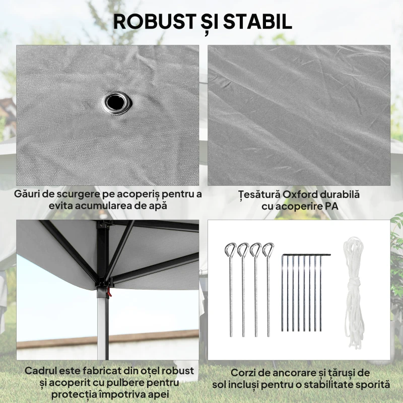 Outsunny Foișor Pliabil cu Plasă de Țânțari, Baldachin Dublu, Înălțime Reglabilă și Geantă, 330x330x288 cm, Bej(m-7)