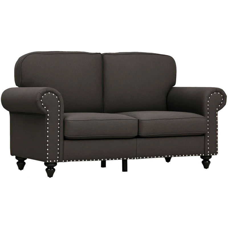 HOMCOM Two-Seater Mid-Century Sofa, with Pocket Springs - Dark Brown