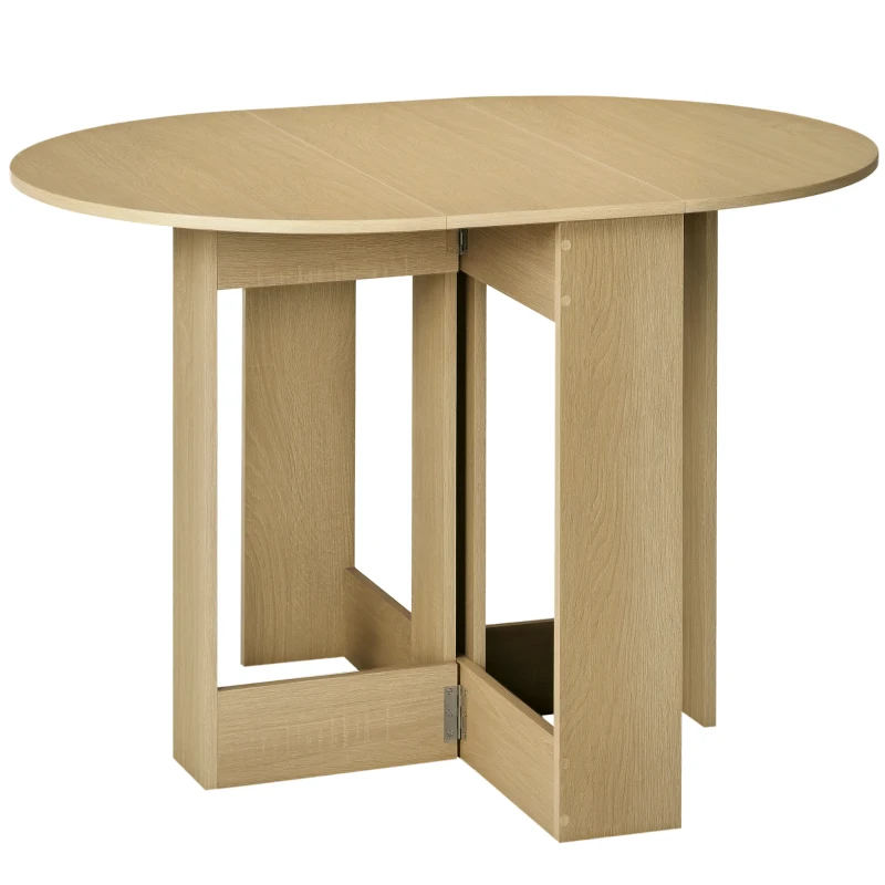 HOMCOM Mesa de Cocina Plegable con 2 Alas Abatibles Mesa Plegable para 2-4 Personas 104x76x73,7 cm Roble