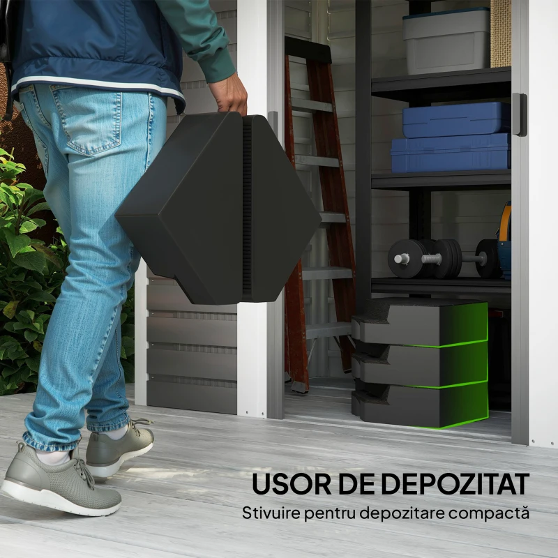 Outsunny Set de 4 Greutăţi pentru Umbrelă din HDPE cu Efect de Lemn, 80x80x13 cm, Negru