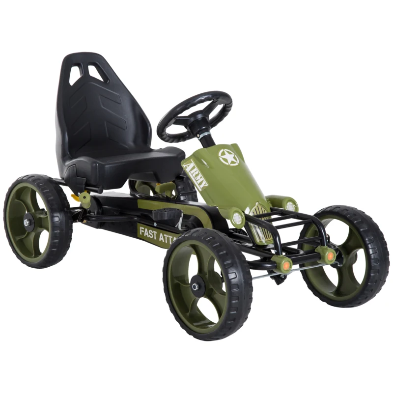 Homcom Kart Copii cu Pedale – Frana si Scaun Reglabil