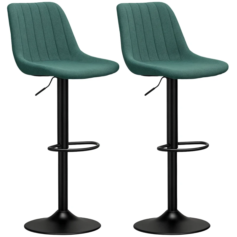 HOMCOM Set of Two Chenille-Feel Tub Bat Stools - Green