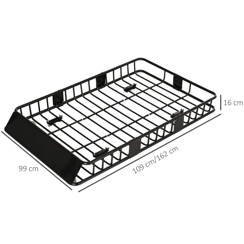 HOMCOM Portapacchi Auto Universale per Tetto in Metallo, 162x99x16cm, Nero