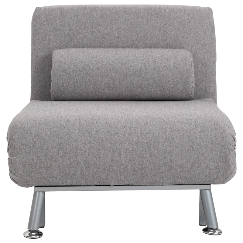 HOMCOM Linen Upholstered Elevated Single Sofa Bed Grey(m-15)