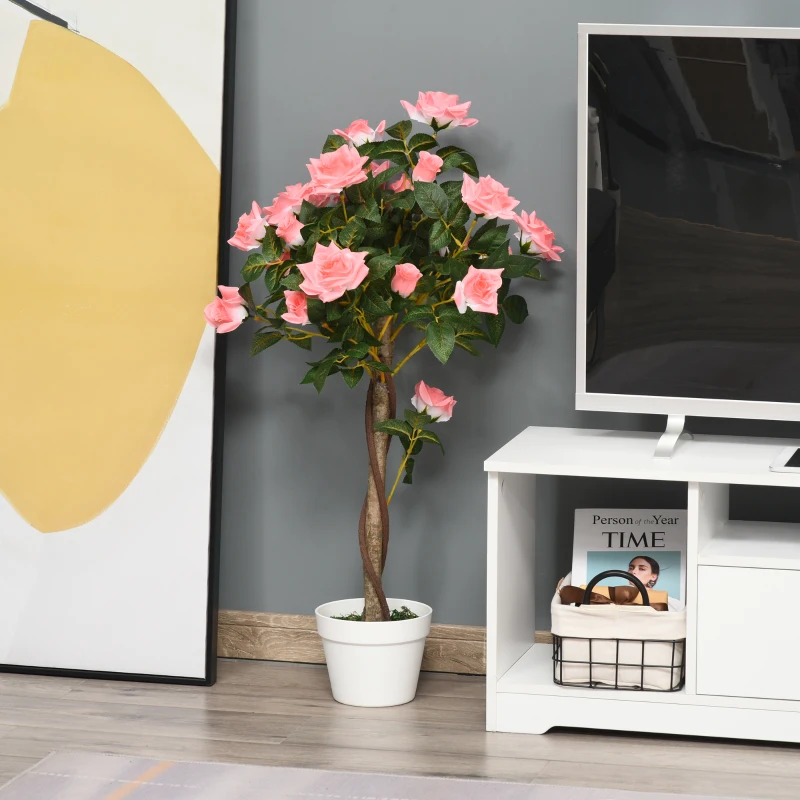 Outsunny Arbre artificiel, Plante artificielle dans un pot en ciment, Plante artificielle