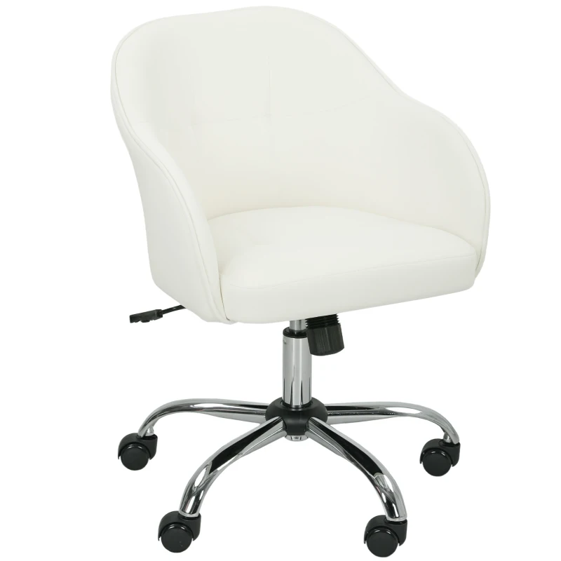 HOMCOM 46-56 cm Velvet-feel Office Chair - Cream