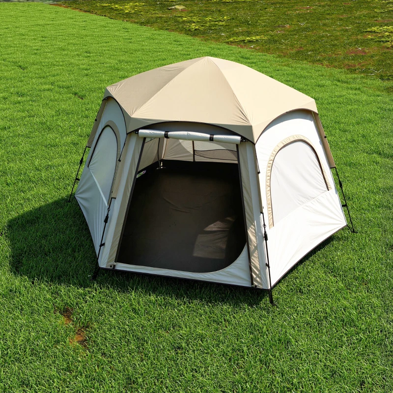 Outsunny Tenda de Campismo para 2-3 Pessoas Dobrável com Fácil Instalação e Bolsa de Transporte 280x240x155 cm Branco e Bege
