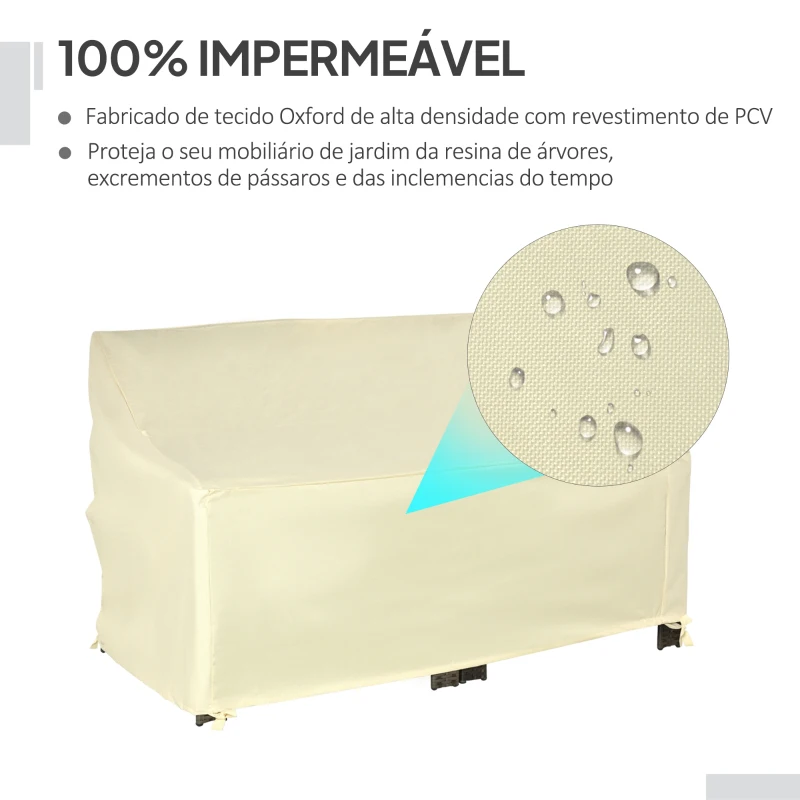 Outsunny Capa Protetora para Banco 2 Lugares Capa Protetora de Móveis Impermeável Exterior Jardim Proteção contra Chuva e Sol 140x84x56/94cm Creme