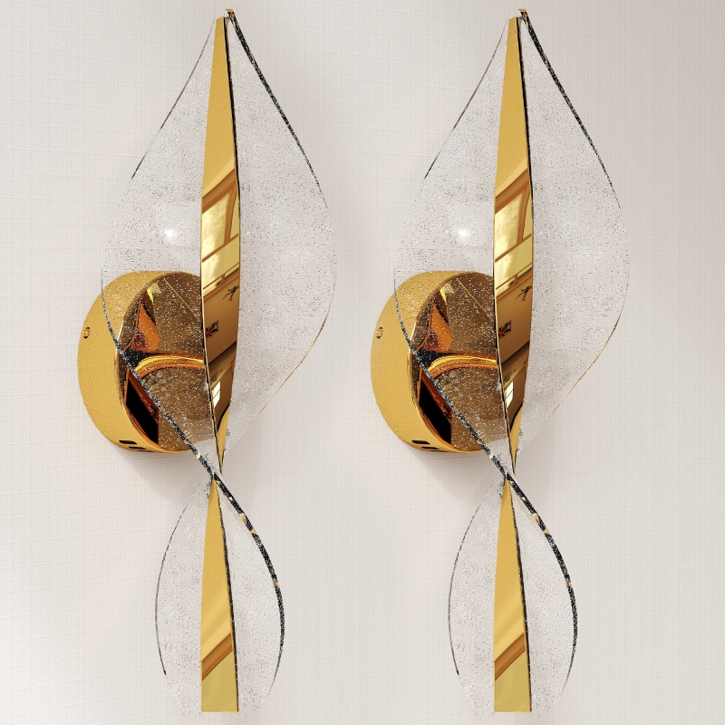 HOMCOM Led Wall Lamp 2 Pack, 13W Modern Indoor Spiral Wall Light, Colour Temperature Adjustable 3000K/4000K/6500K, for Bedroom, Living Room, Hallway, Stairs, Gold Tone