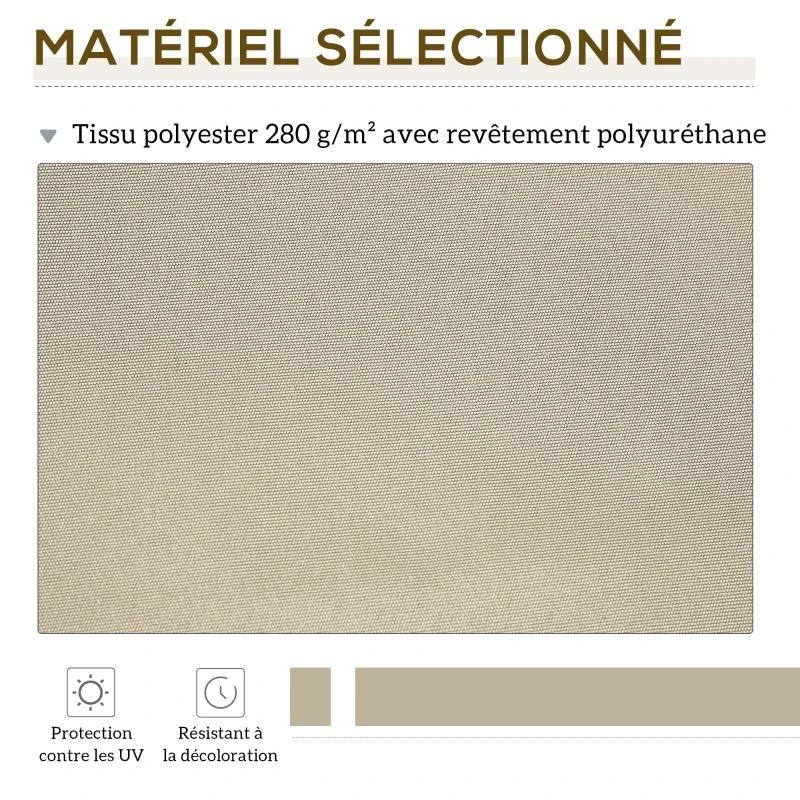 Outsunny Toile de rechange store banne lambrequin vagues douces polyester haute densité 280 g/m² anti-UV 2,82 x 2,4 m crème