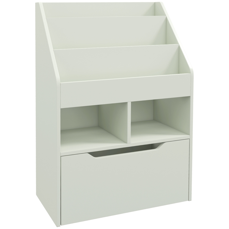 HOMCOM Etagère pour Enfants avec Tiroir, Etagère à Livres avec Compartiments, 60 x 29,9 x 90 cm, Vert