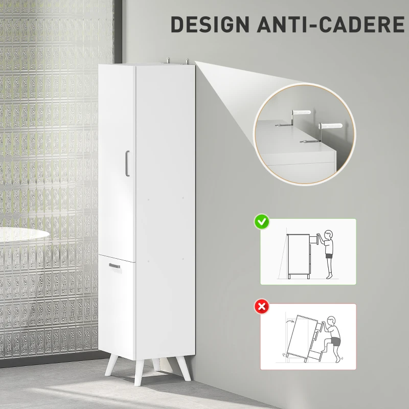 HOMCOM Dulap de Baie cu Dulap cu 3 Rafturi și Dulap Inferior Alb