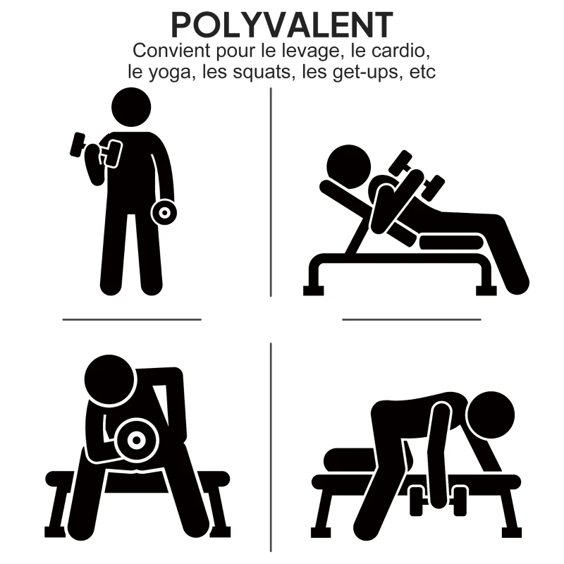 HOMCOM Ensemble d'haltères hexagonaux total 20 kg lot de 8 haltères courts de gym avec revêtement en polyuréthane multicolore