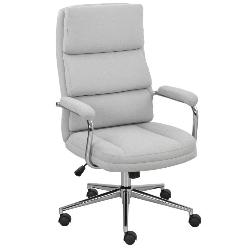 HOMCOM Poltrona da ufficio, sedia da ufficio ergonomica con altezza regolabile, funzione basculante, 62 x 73 x 105-113 cm, grigio