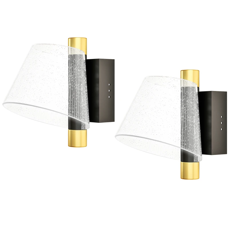 HOMCOM Led Wall Lamp 2 Pack, 5W Modern Indoor Starry Wall Light, Colour Temperature Adjustable 3000K/4000K/6500K, for Bedroom, Living Room, Hallway, Stairs, Black