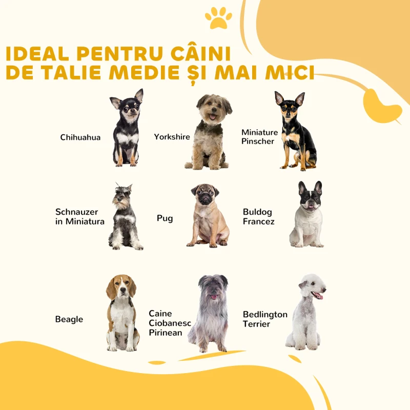PawHut Poartă Pliabilă pentru Câini cu 3 Panouri din MDF și Oțel Alb