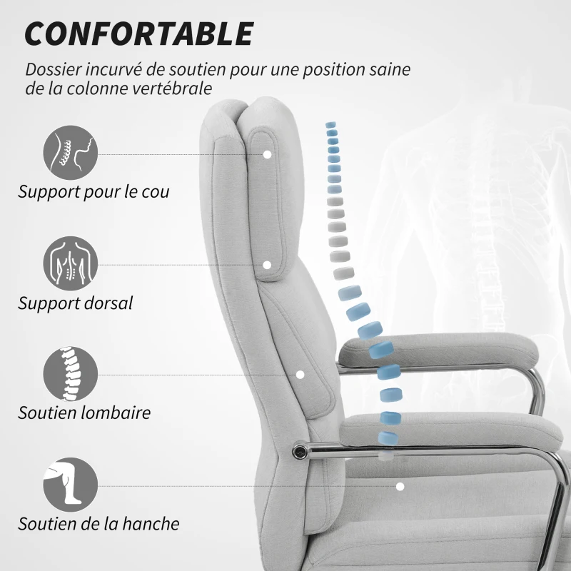 HOMCOM Fauteuil de bureau, chaise de bureau ergonomique avec hauteur réglable, fonction de bascule, 62 x 73 x 105-113 cm, gris