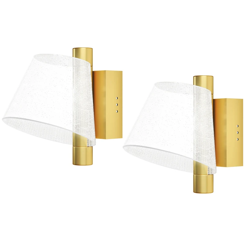 HOMCOM Led Wall Lamp 2 Pack, 5W Modern Indoor Starry Wall Light, Colour Temperature Adjustable 3000K/4000K/6500K, for Bedroom, Living Room, Hallway, Stairs, Gold Tone