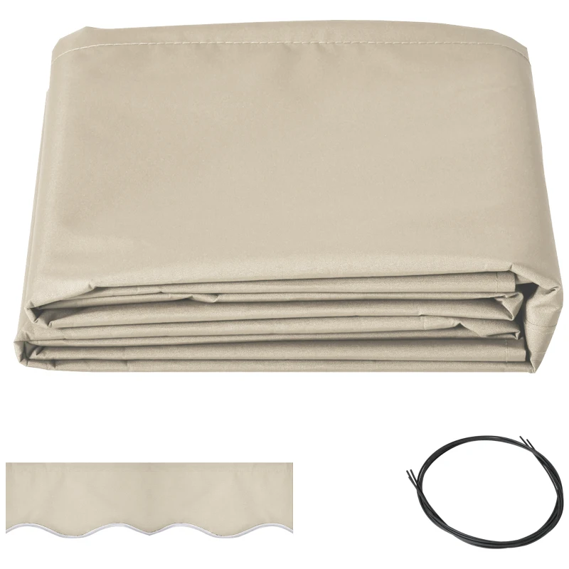 Outsunny Toile de rechange store banne lambrequin vagues douces polyester haute densité 280 g/m² anti-UV 2,82 x 2,4 m crème