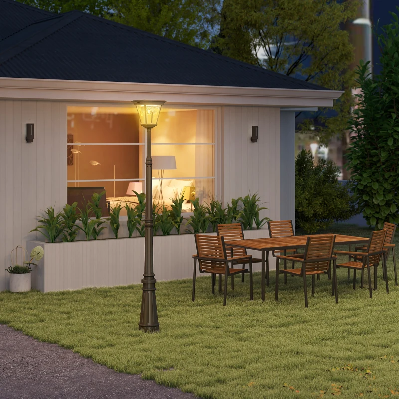 Outsunny Lampadar de Exterior cu Energie Solară cu Senzor PIR Negru