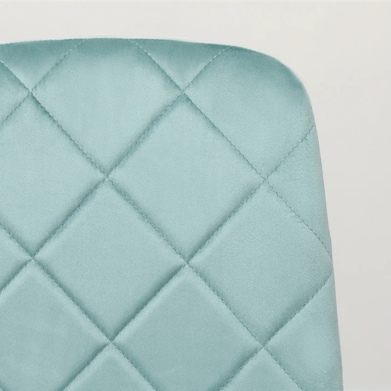 HOMCOM Set di 4 sedie da pranzo imbottite con schienale alto, gambe in acciaio e tessuto effetto velluto, verde