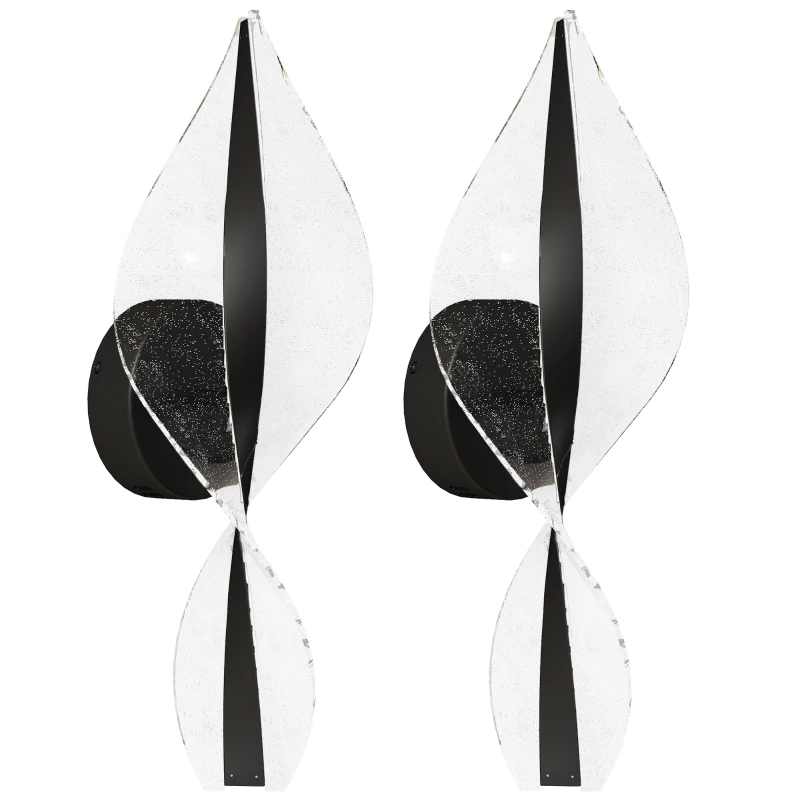 HOMCOM Led Wall Lamp 2 Pack, 13W Modern Indoor Spiral Wall Light, Colour Temperature Adjustable 3000K/4000K/6500K, for Bedroom, Living Room, Hallway, Stairs, Black