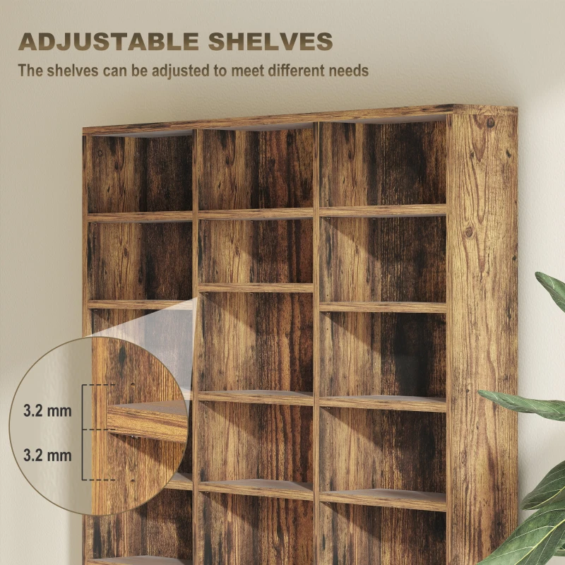HOMCOM CD Storage Unit with Adjustable Shelves, 102 x 195 cm, Rustic Brown