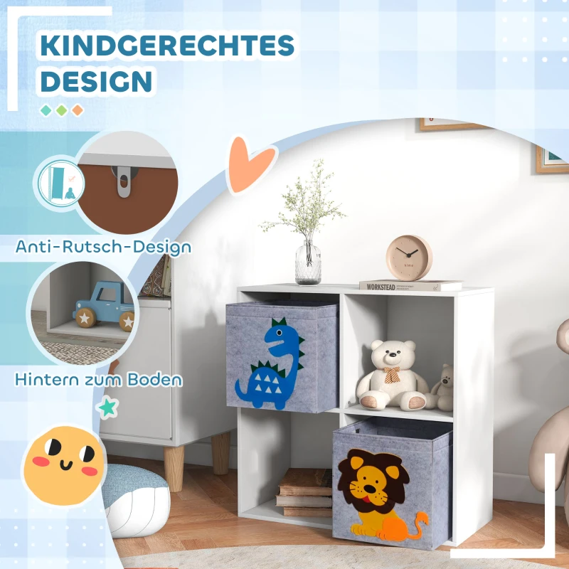 ZONEKIZ Opbergrek voor Kinderen, Kubussen, Laden, MDF, Kantelbeveiliging, Wit