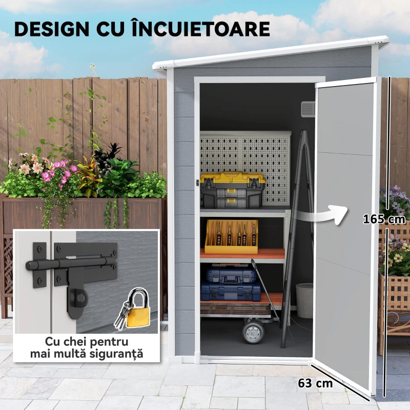 Outsunny Magazie din Metal pentru Gradina, Gri(m-7)