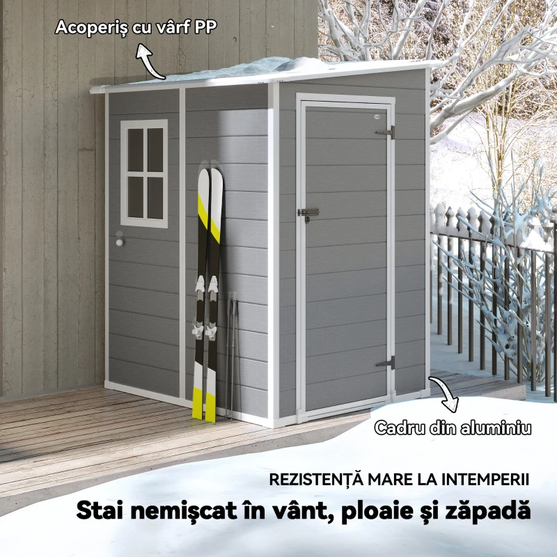 Outsunny Magazie din Metal pentru Gradina, Gri(m-6)
