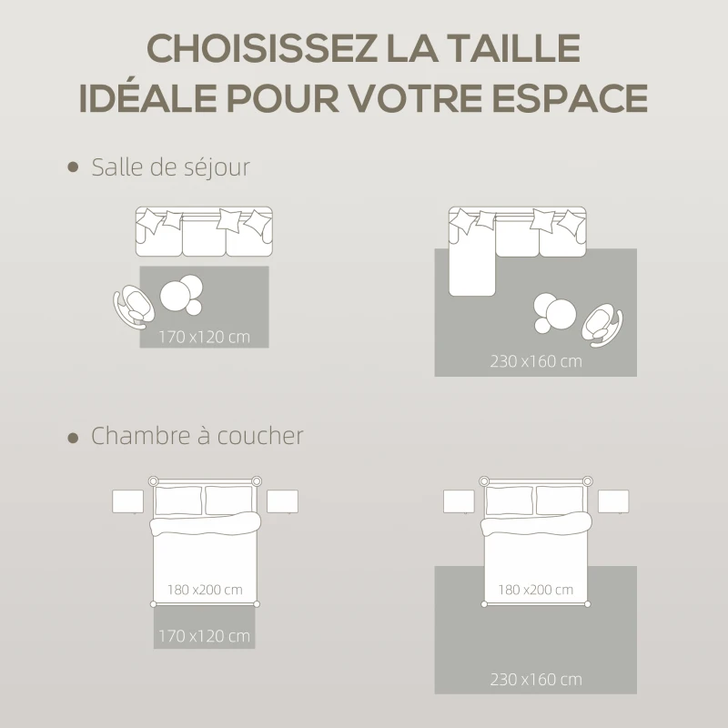 HOMCOM Tapis salon 170 x 120 cm poils courts lavable en machine hypoallergénique pour salon, chambre à coucher, bureau, jaune