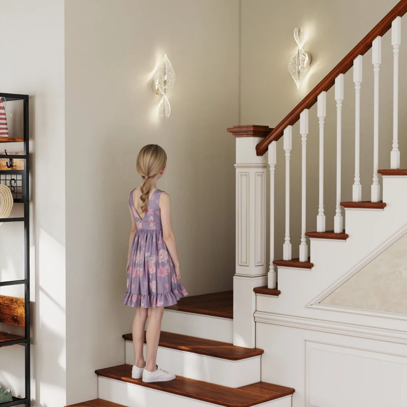 HOMCOM Led Wall Lamp 2 Pack, 13W Modern Indoor Spiral Wall Light, Colour Temperature Adjustable 3000K/4000K/6500K, for Bedroom, Living Room, Hallway, Stairs, Silver Tone