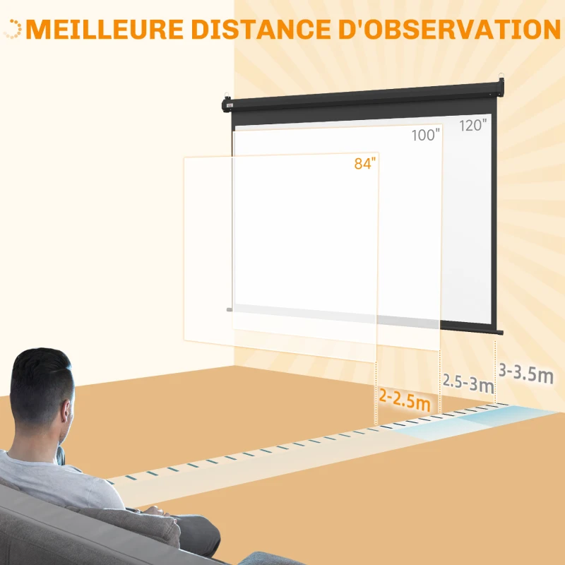 HOMCOM Écran vidéoprojecteur motorisé et électrique 84 Pouces, 4:3 4K HD, panneau de commande et télécommande