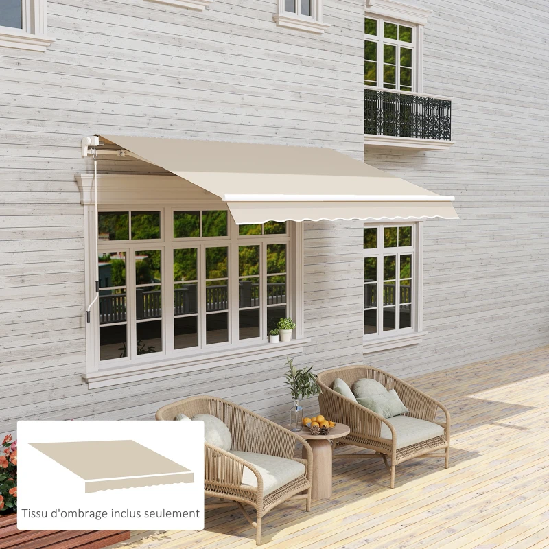 Outsunny Toile de rechange store banne lambrequin vagues douces polyester haute densité 280 g/m² anti-UV 2,82 x 2,4 m crème