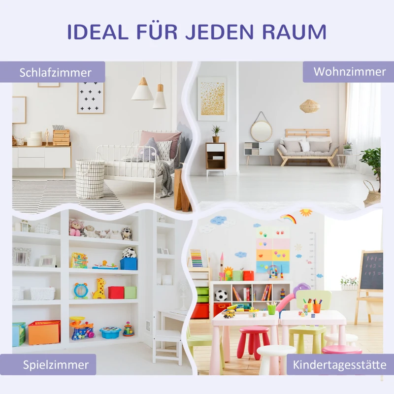HOMCOM 2-in-1 Kinderrek en Bankje met Kussen 103 x 30 x 62 cm, Grijs en Wit