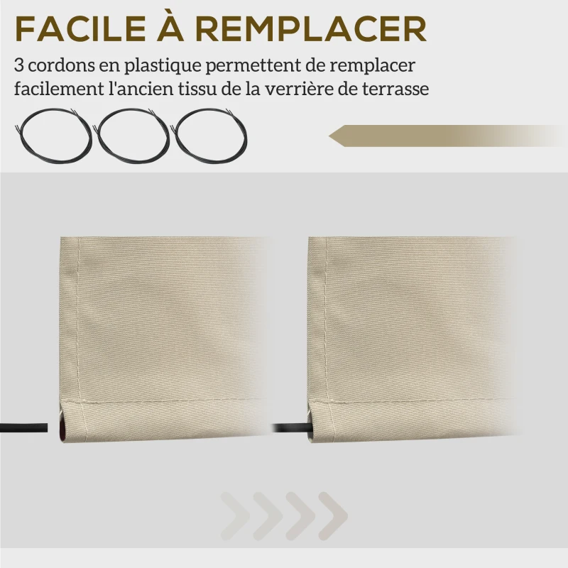 Outsunny Toile de rechange store banne lambrequin vagues douces polyester haute densité 280 g/m² anti-UV 2,82 x 2,4 m crème