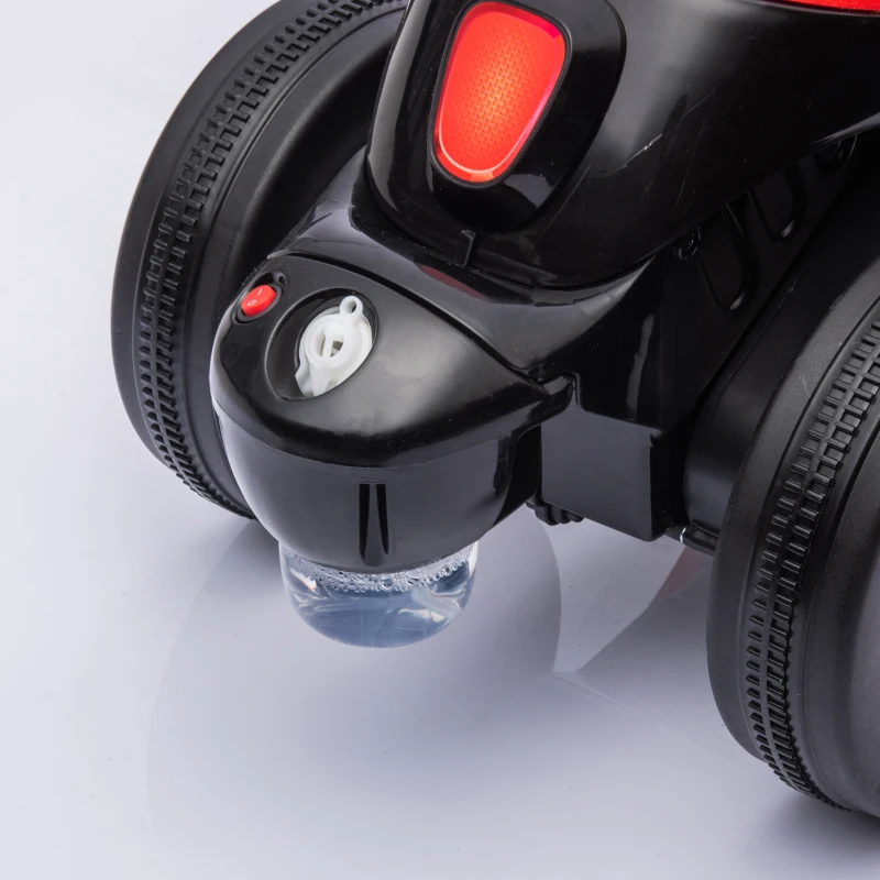 AIYAPLAY Moto électrique enfants 2-5 ans, 3 roues, 6 V, 3 km/h, avec fonction de bulles, effets lumineux et sonores, rouge