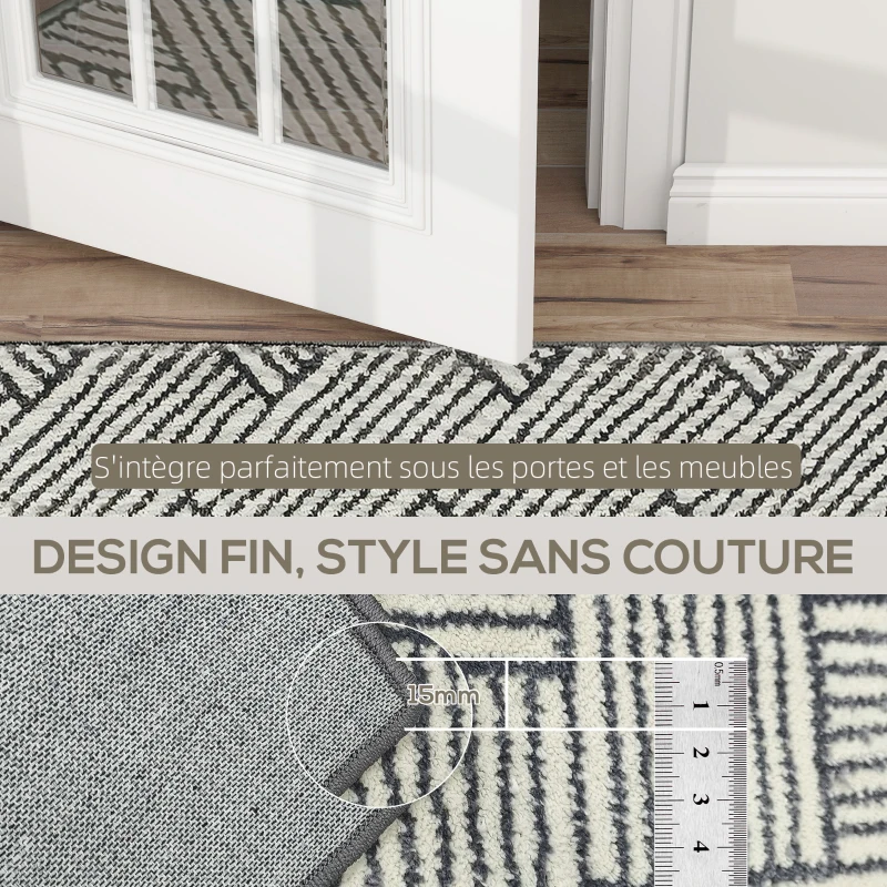 HOMCOM Tapis salon 230 x 160 cm cm poils courts lavable en machine hypoallergénique pour salon, chambre à coucher, bureau, gris