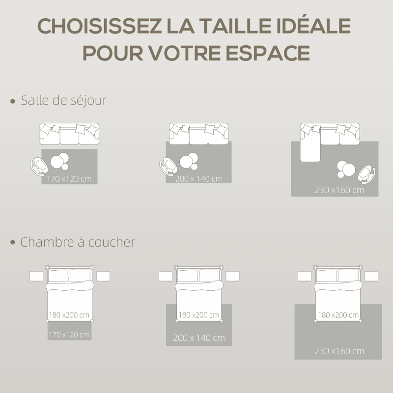 HOMCOM Tapis salon 230 x 160 cm cm poils courts lavable en machine hypoallergénique pour salon, chambre à coucher, bureau, gris