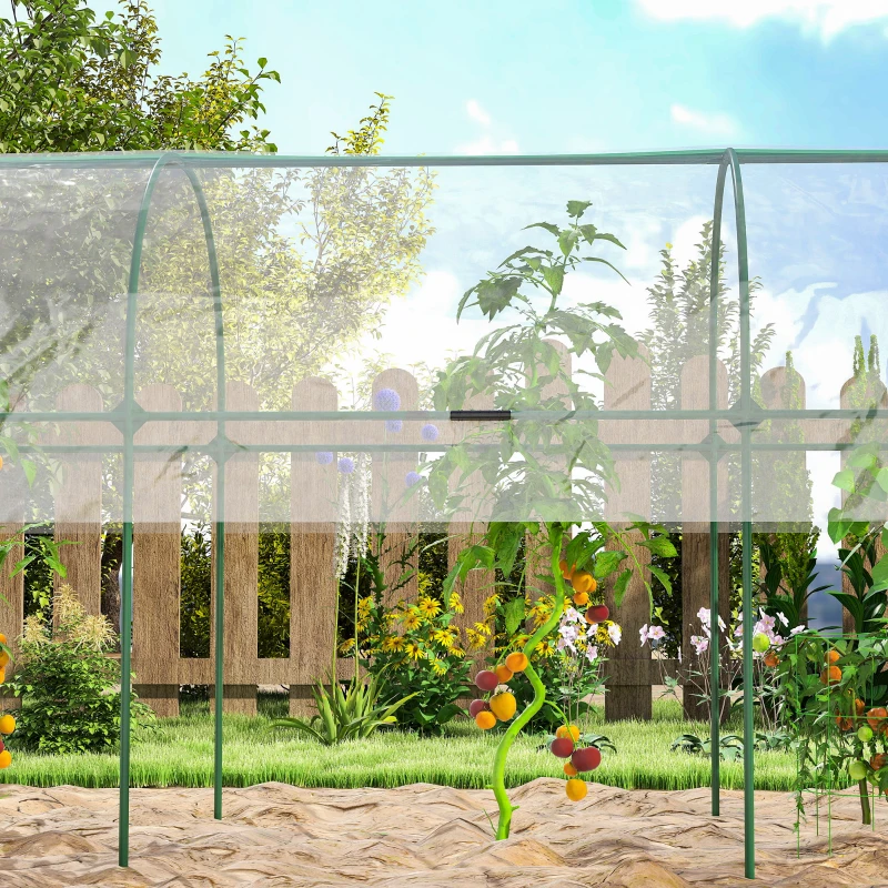 Outsunny Serre de jardin serre à tomates 4 arceaux en acier bâche en PVC 4 x 1,23 x 1,71 m vert