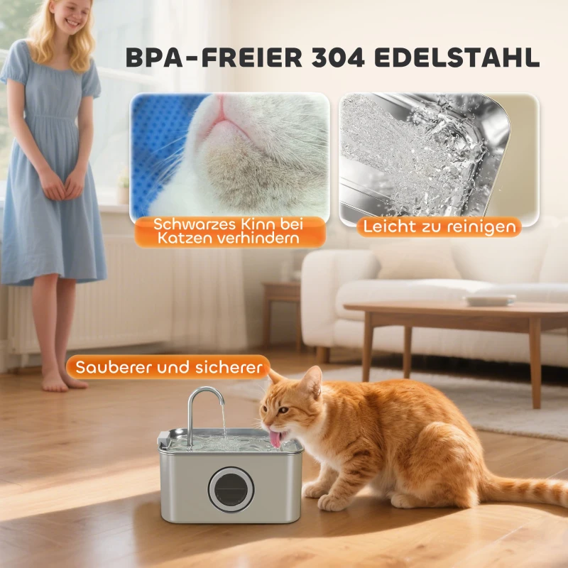PawHut Katzenbrunnen 3,2L Trinkbrunnen für Katzen mit leiser Pumpe Aktivkohlefilter(m-4)