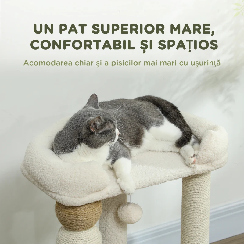 PawHut Ansamblu pentru Pisici 6 kg max din Lemn și Pluș Bej