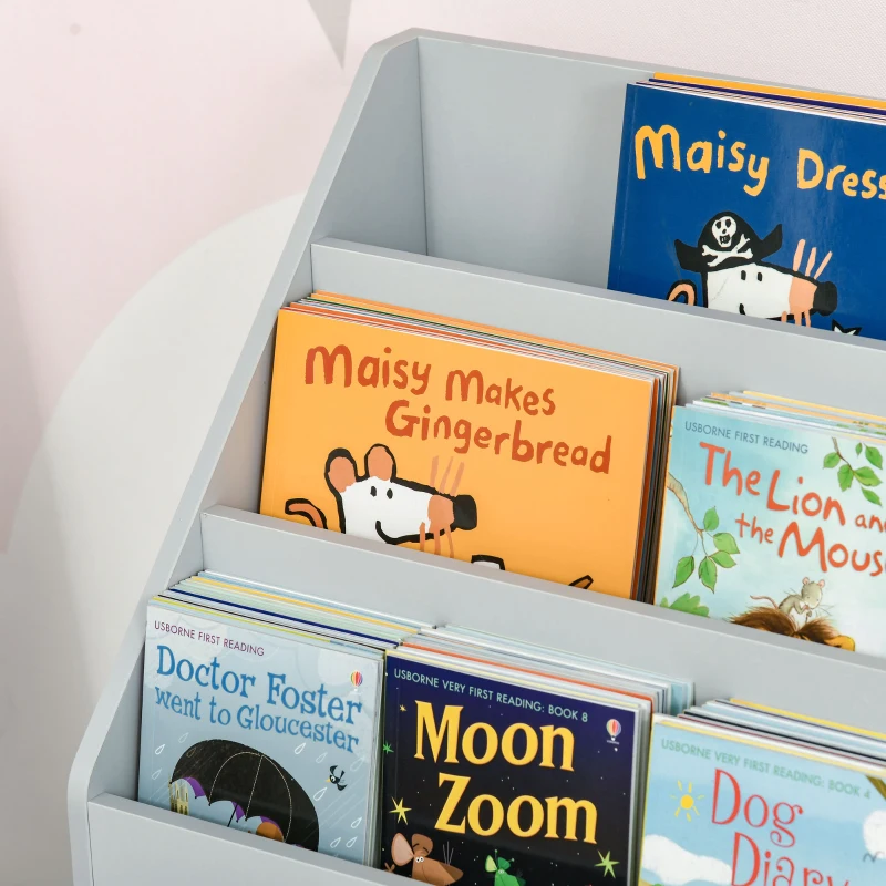 HOMCOM Etagère pour enfants avec tiroir, étagère à livres avec étagères, 60 x 29,9 x 90 cm, Gris