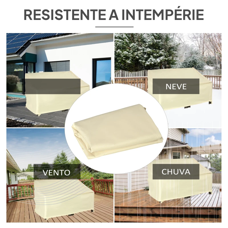 Outsunny Capa Protetora para Banco 2 Lugares Capa Protetora de Móveis Impermeável Exterior Jardim Proteção contra Chuva e Sol 140x84x56/94cm Creme