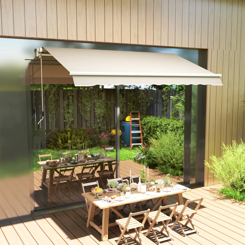 Outsunny Toile de rechange store banne lambrequin vagues douces polyester haute densité 280 g/m² anti-UV 2,82 x 2,4 m crème