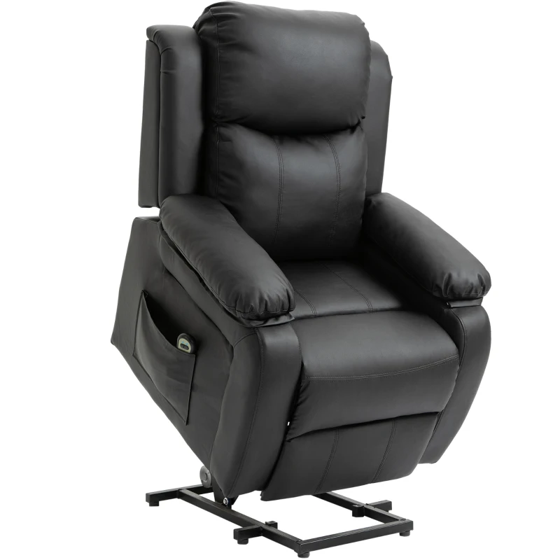HOMCOM Sillón Relax Levanta Personas Sillón Elevador con Control Remoto Reclinación Eléctrica 160° Reposapiés 76x90x105cm Negro