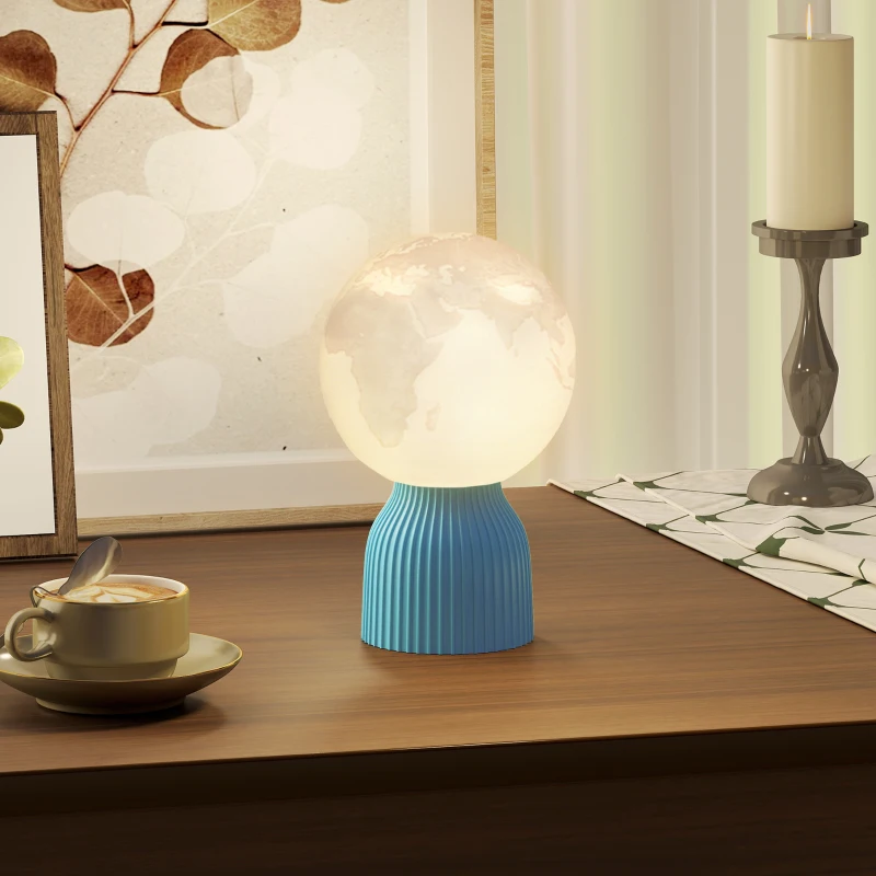 HOMCOM Juego de 3 Lámparas de Mesita de Noche 3D con 3 Colores Brillo Ajustable en 10 Niveles Conexión USB Blanco