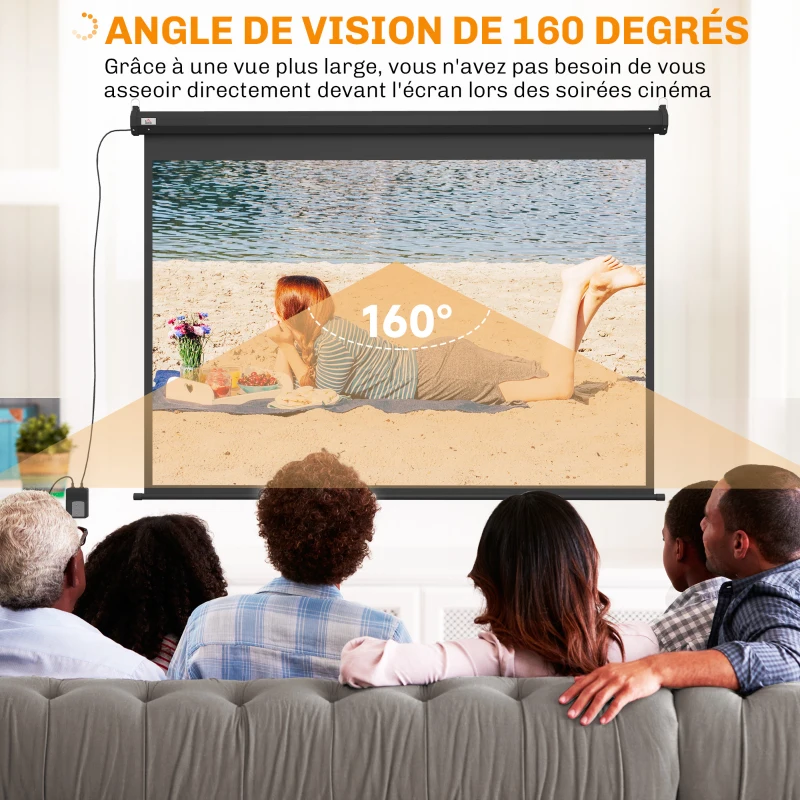 HOMCOM Écran vidéoprojecteur motorisé et électrique 84 Pouces, 4:3 4K HD, panneau de commande et télécommande